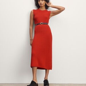 The Midi Dress in Everyday Red Crew Neck Sleeveless